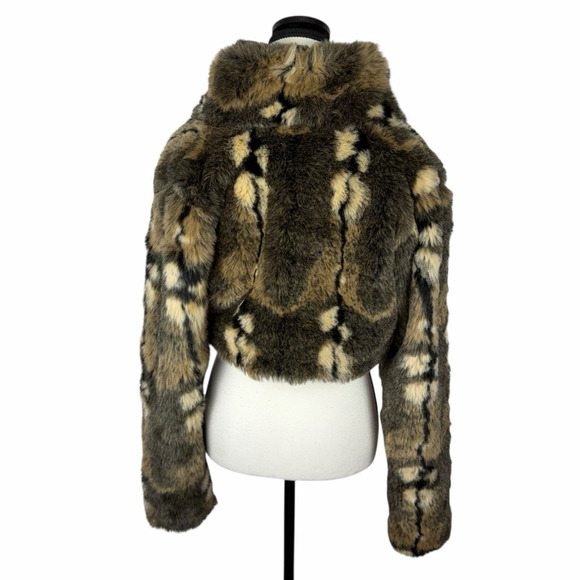 De’rotchild Faux Fur Cropped Jacket Bolero Glam Y2K Quiet Luxury Cozy Chic M - Picture 5 of 12